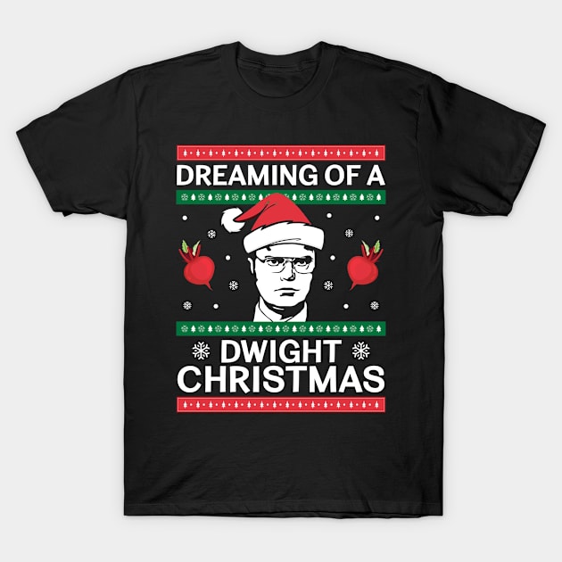 Dreaming Of A Dwight Christmas T-Shirt by Three Meat Curry